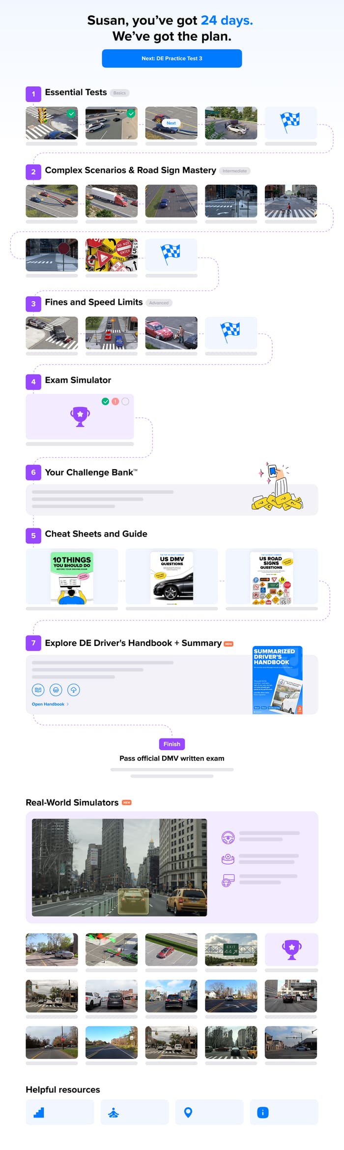 Selecting your state in the Driving-Tests driver education program interface